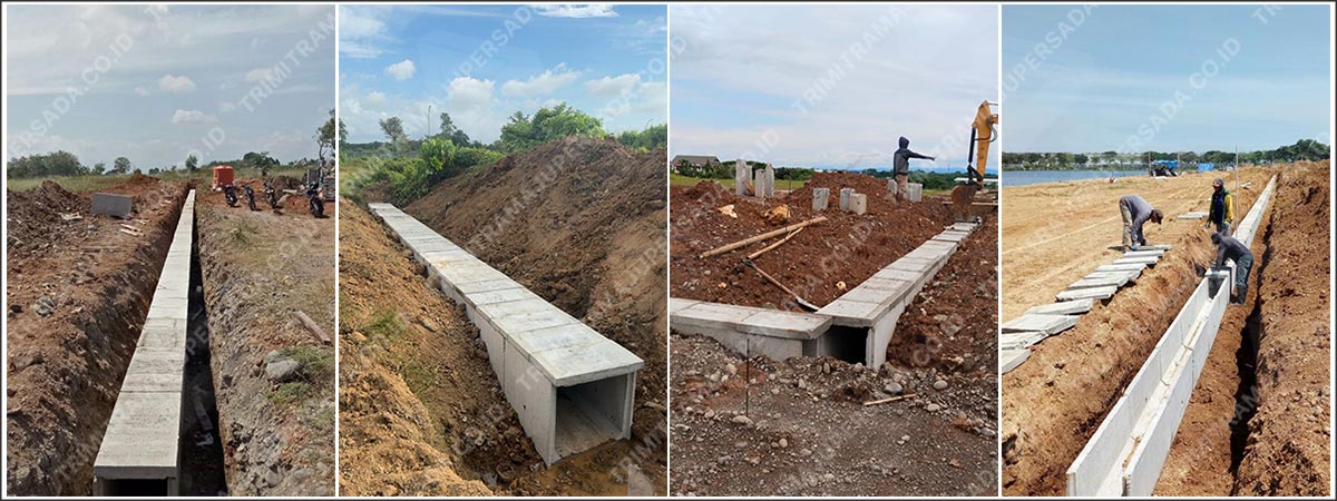 pemasangan precast u-ditch